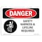 Signmission OSHA Danger, Harness And Lifeline Required, 14in X 10in Rigid Plastic, 14" W, 10" H, Landscape OS-DS-P-1014-L-1564 - alternate 1